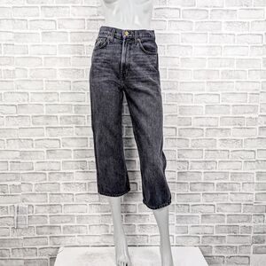 B SIDES Women's High Rise Cropped Relaxed leg denim Jeans washed black sz 25